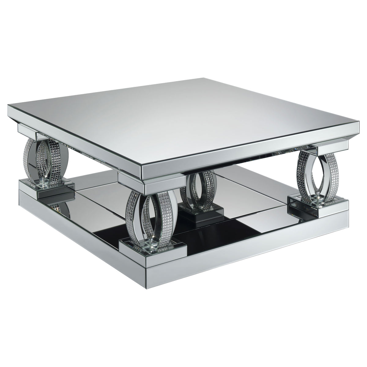 Amalia Mirrored Coffee and End Table Set Silver