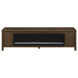 Carey 79-inch TV Stand Fireplace Media Console Dark Pine