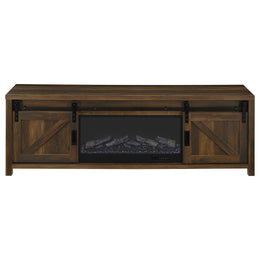 Enfield 71-inch TV Stand Fireplace Media Console Dark Pine