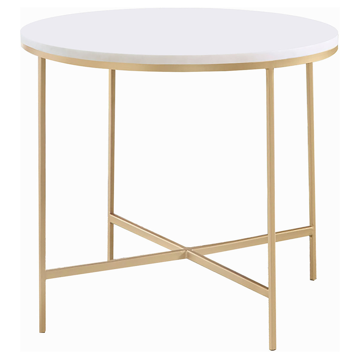 Ellison Round Marble Coffee and End Table Set White