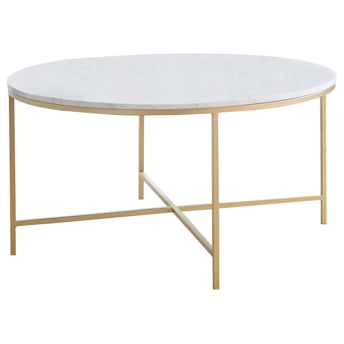 Ellison Round Marble Coffee and End Table Set White