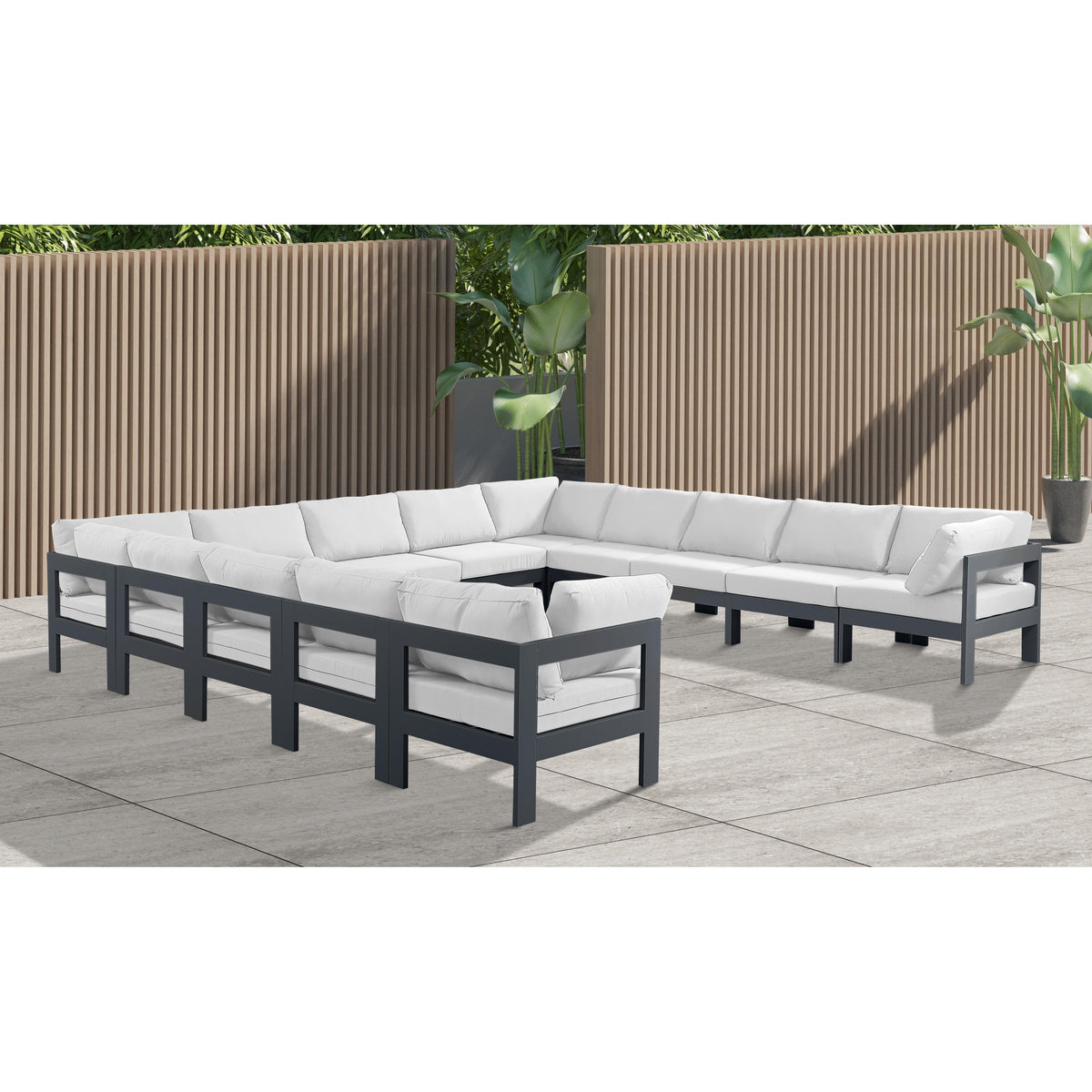 Meridian Nizuc White Water Resistant Fabric Outdoor Patio Modular Sectional