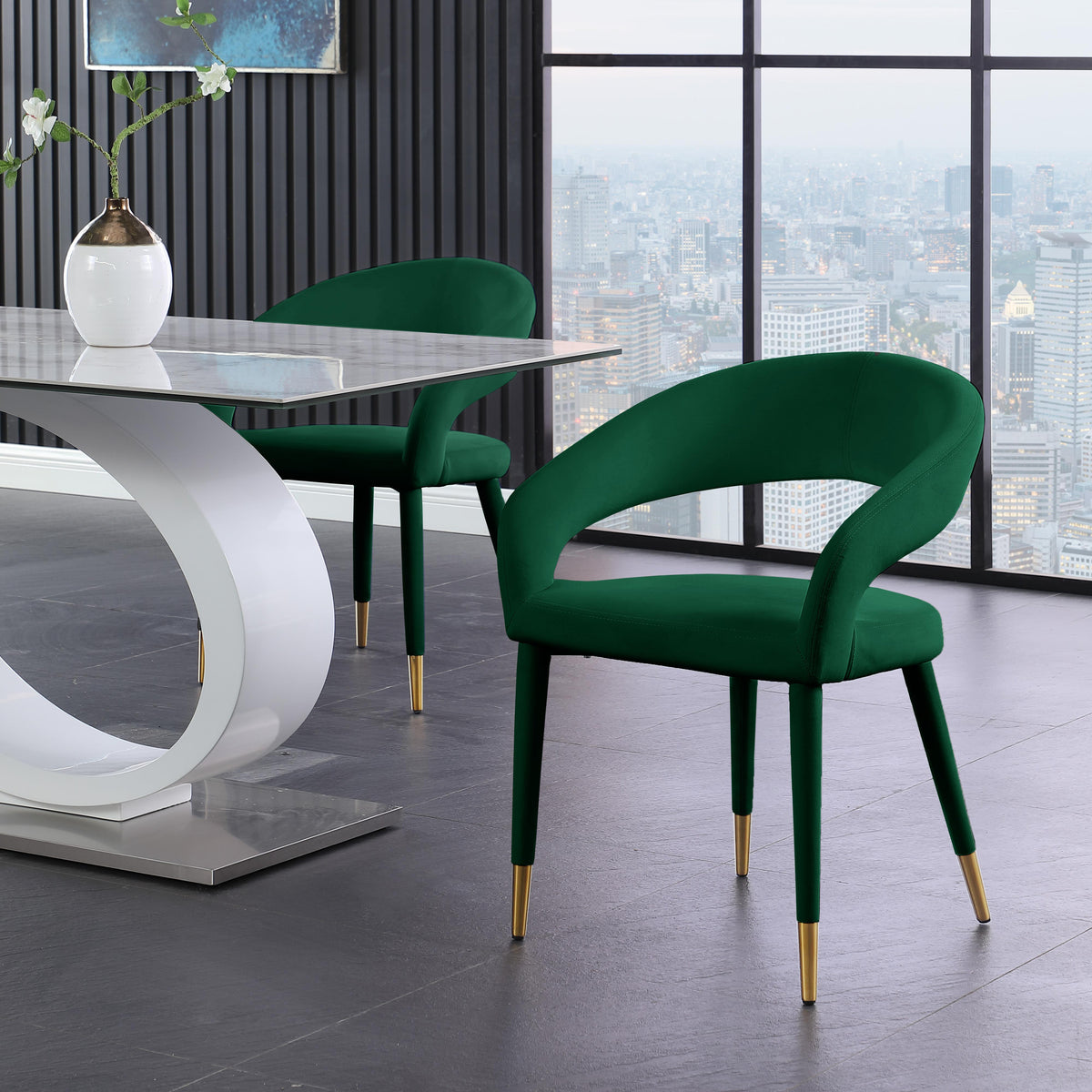 Meridian Destiny Green Velvet Dining Chair