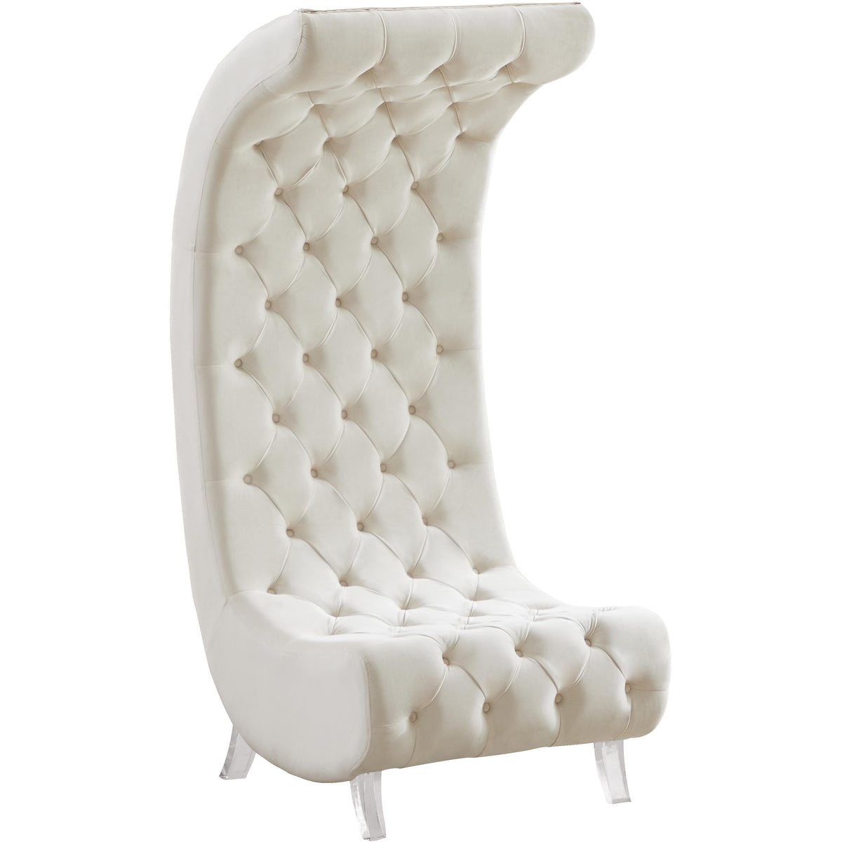 Meridian Crescent Cream Velvet Accent Chair