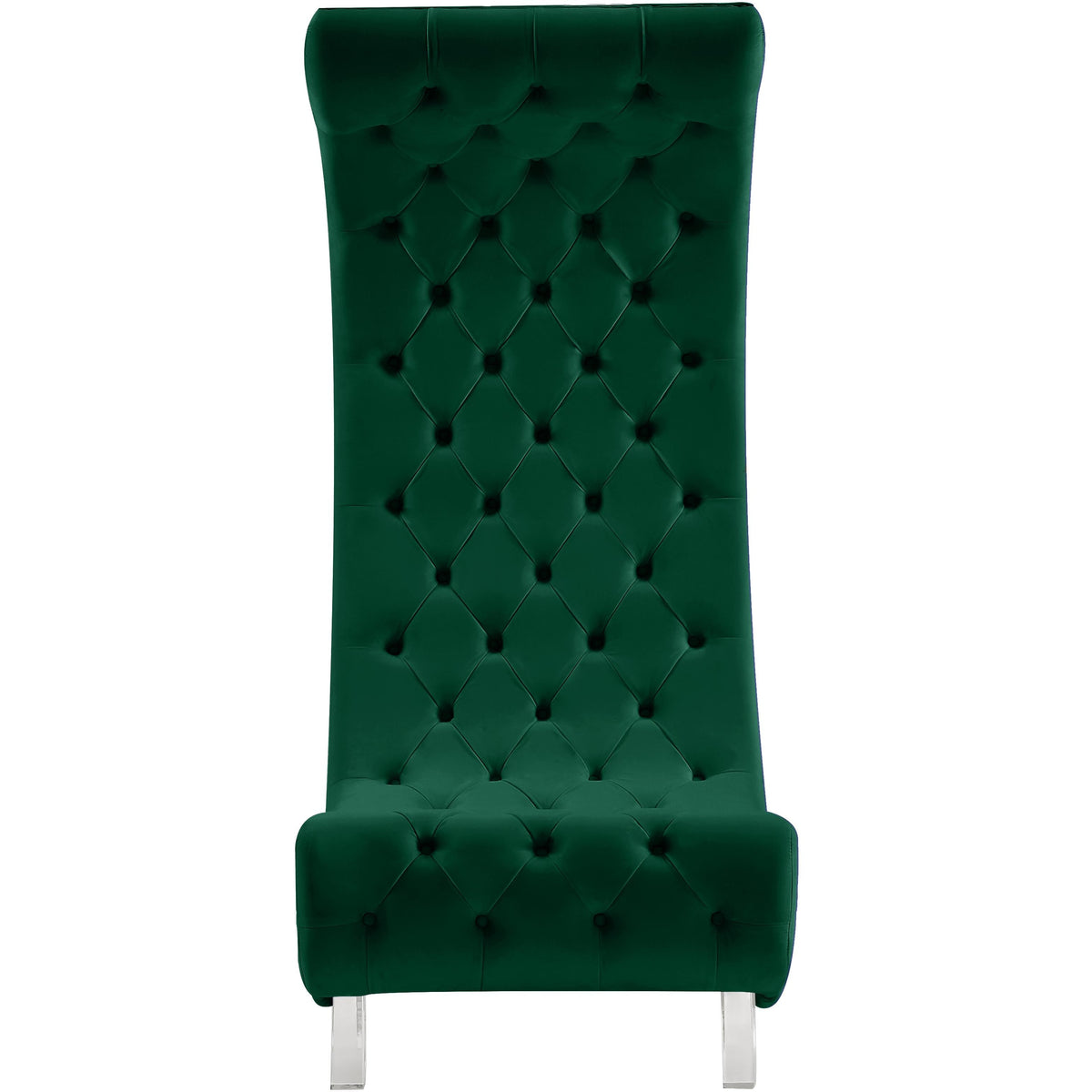 Meridian Crescent Green Velvet Accent Chair