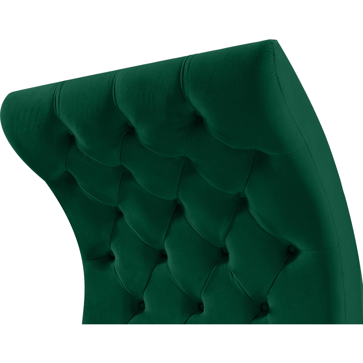 Meridian Crescent Green Velvet Accent Chair