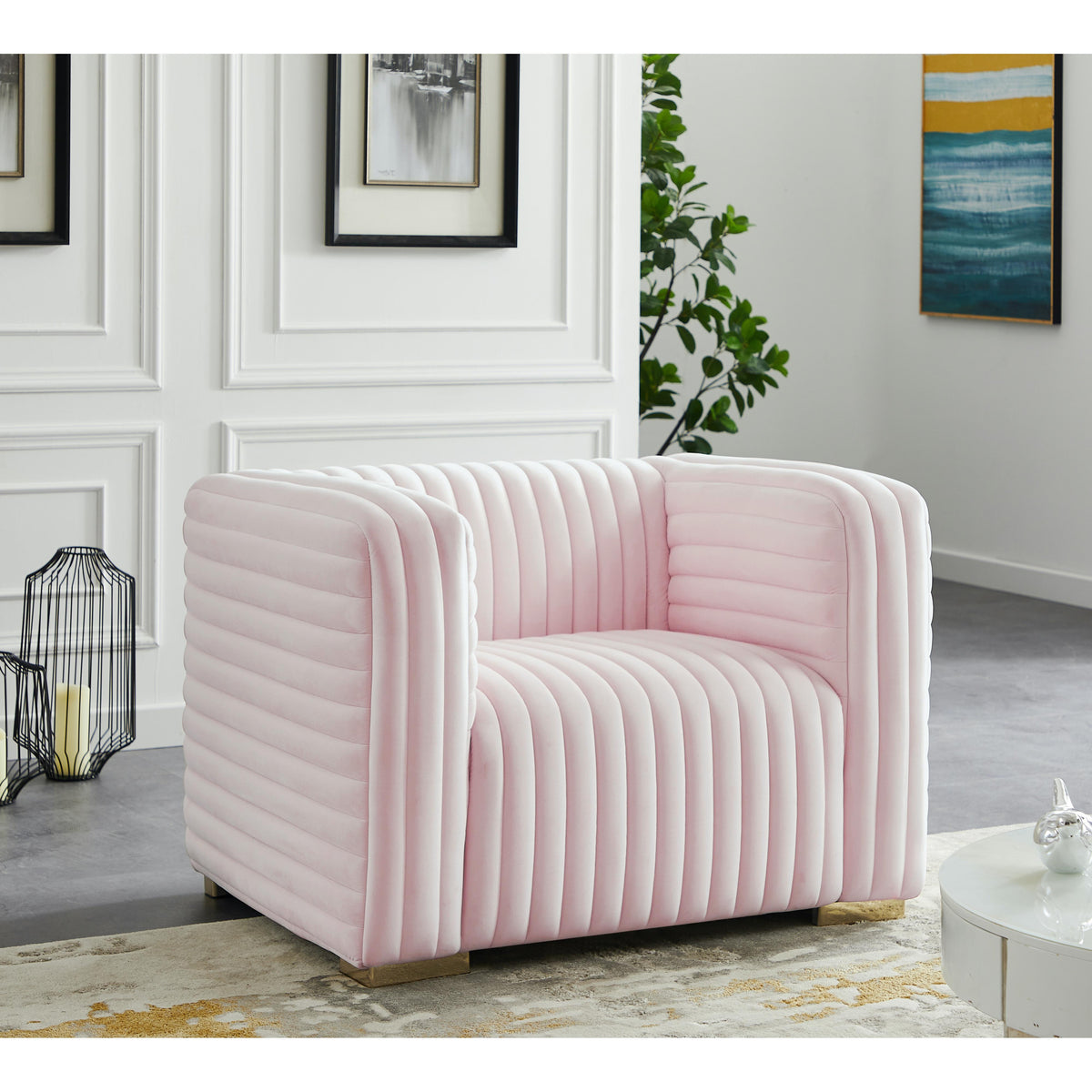 Meridian Ravish Pink Velvet Chair