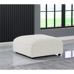 Meridian Miramar Cream Durable Linen Textured Ottoman