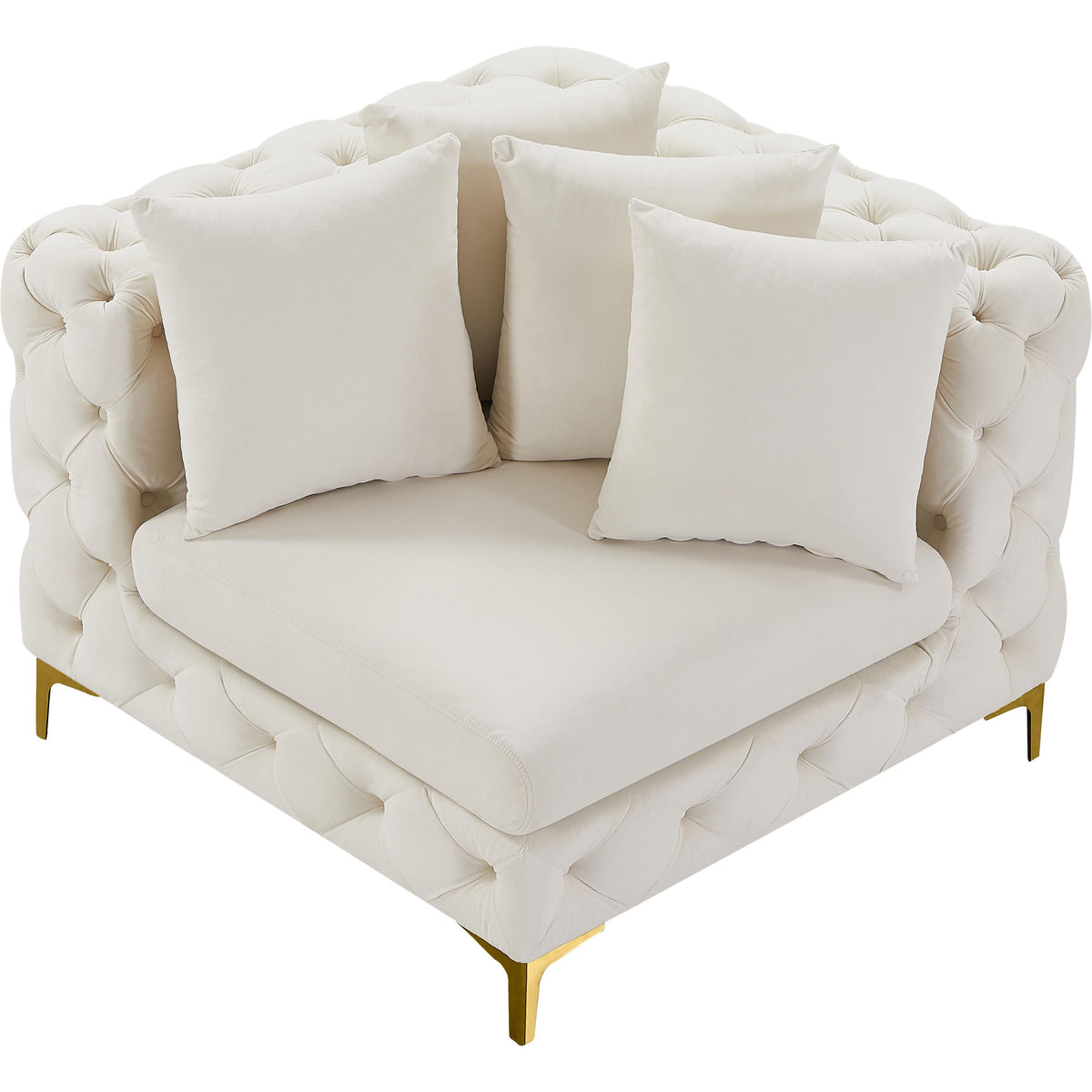 Meridian Tremblay Cream Velvet Corner Chair