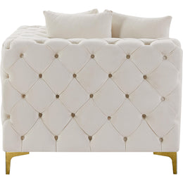 Meridian Tremblay Cream Velvet Corner Chair