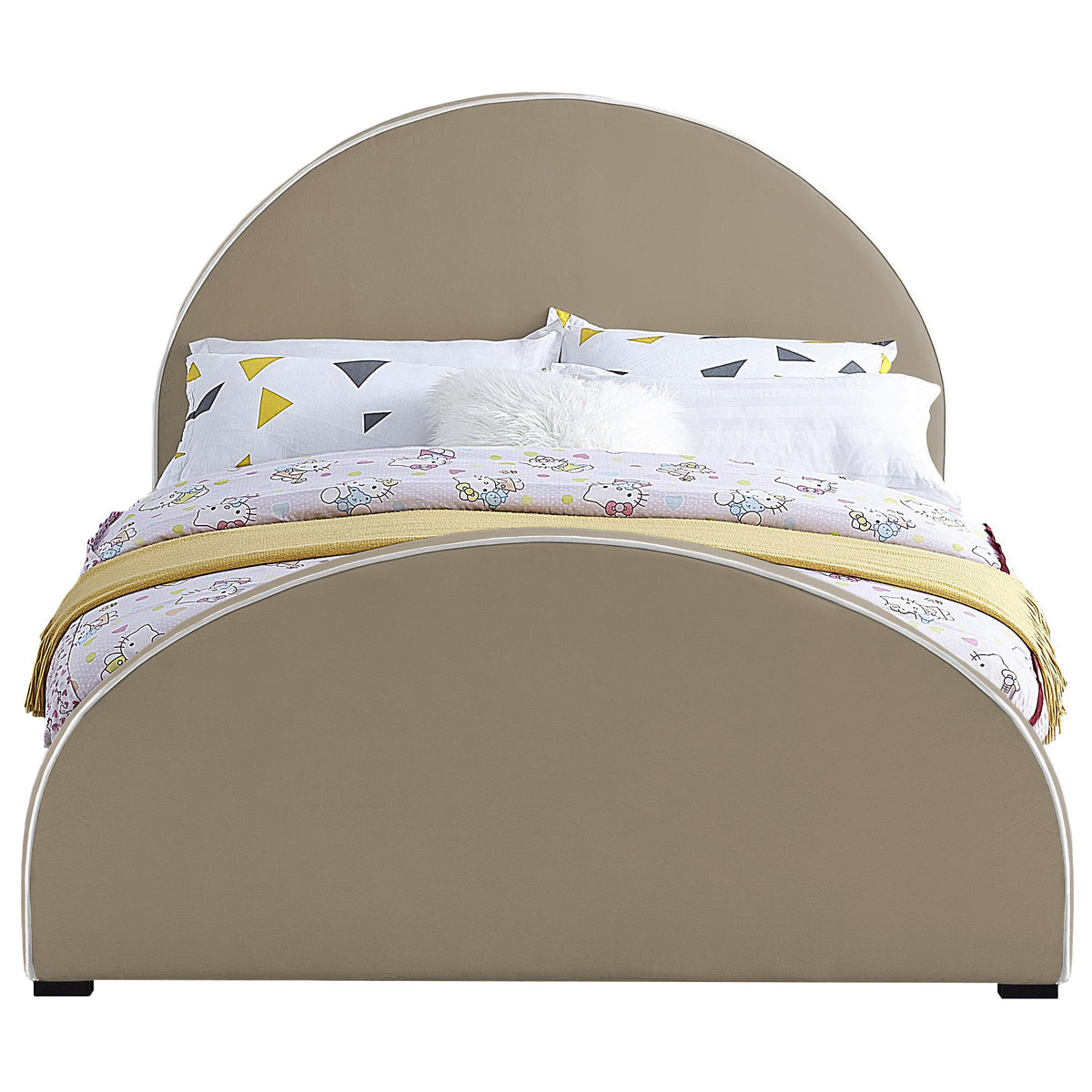 Meridian Brody Beige Velvet Queen Bed