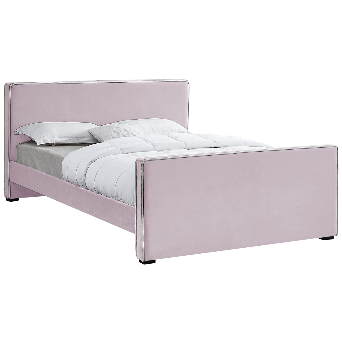 Meridian Dillard Pink Velvet Queen Bed
