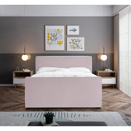 Meridian Dillard Pink Velvet Queen Bed