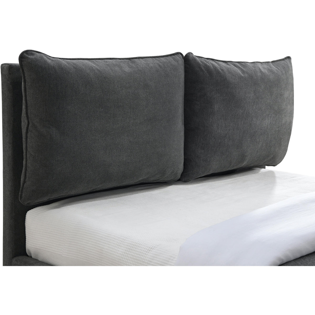 Meridian Misha Pepper Black Polyester Fabric Queen Bed (3 Boxes)