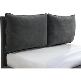 Meridian Misha Pepper Black Polyester Fabric Queen Bed (3 Boxes)