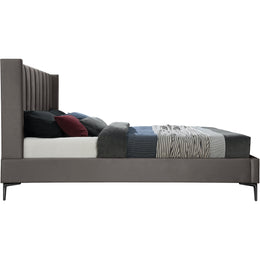 Meridian Nadia Grey Velvet Queen Bed