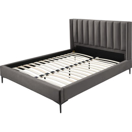 Meridian Nadia Grey Velvet Queen Bed