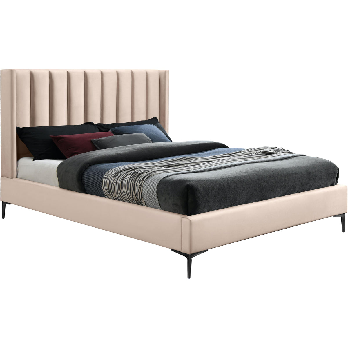Meridian Nadia Pink Velvet King Bed