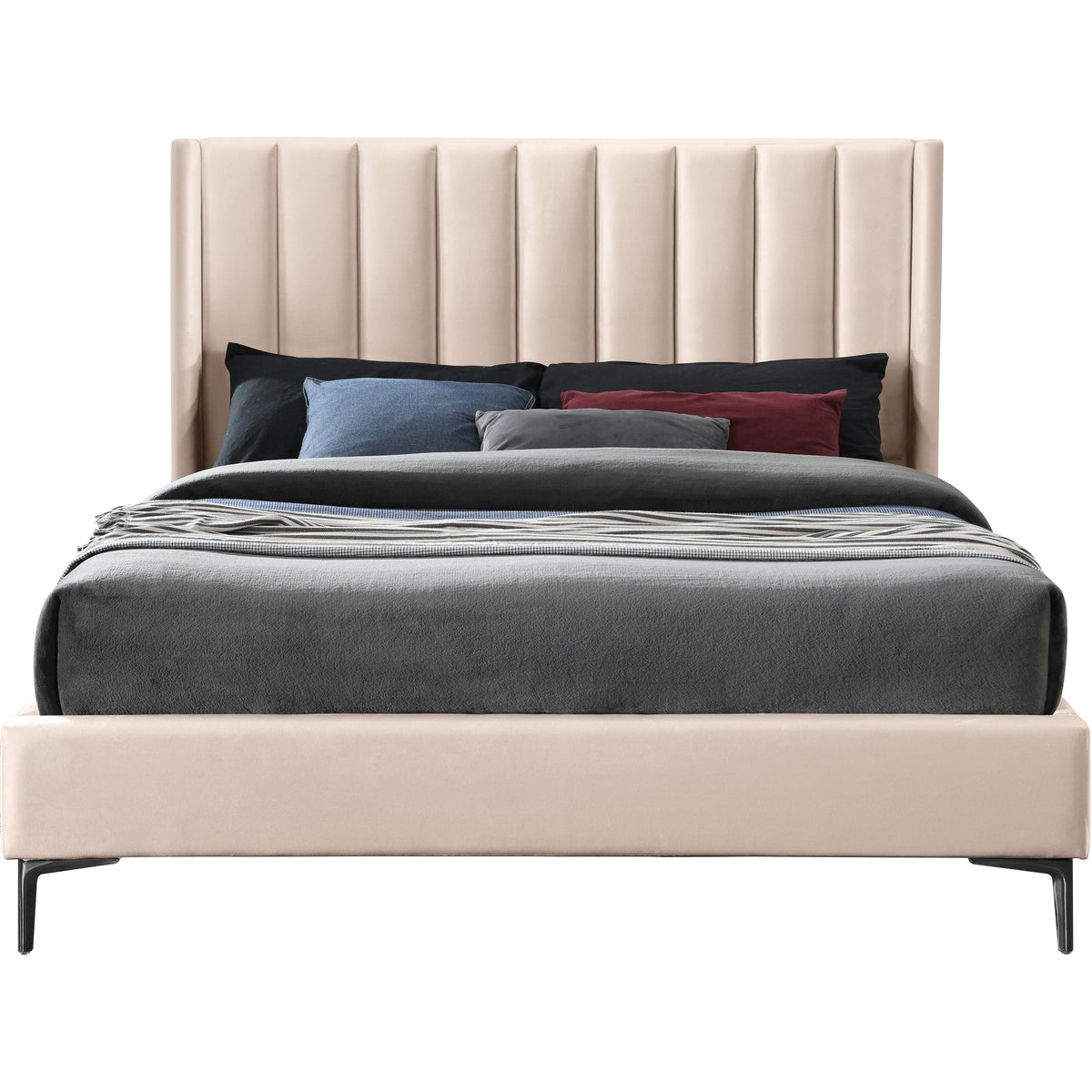 Meridian Nadia Pink Velvet King Bed