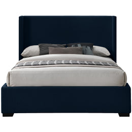 Meridian Oxford Navy Linen Textured Fabric King Bed (3 Boxes)