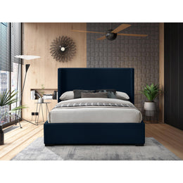 Meridian Oxford Navy Linen Textured Fabric King Bed (3 Boxes)