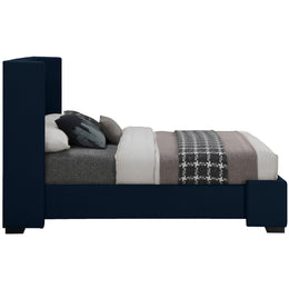 Meridian Oxford Navy Linen Textured Fabric King Bed (3 Boxes)