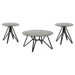 Hadi Round SmartTop Coffee and End Table Set Cement