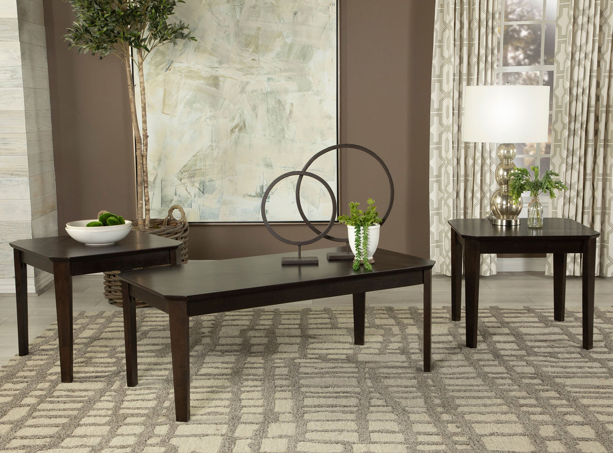 Amaro Coffee and End Table Set Dark Brown