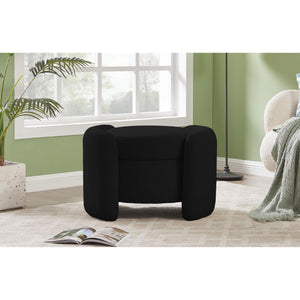 Meridian Horizon Black Boucle Fabric Ottoman