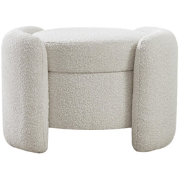 Meridian Horizon Cream Boucle Fabric Ottoman