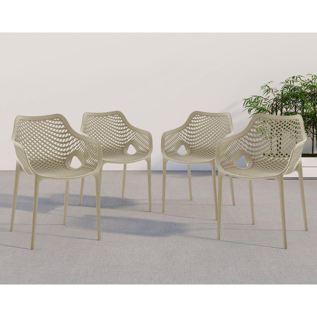 Meridian Mykonos Taupe Outdoor Patio Dining Chair
