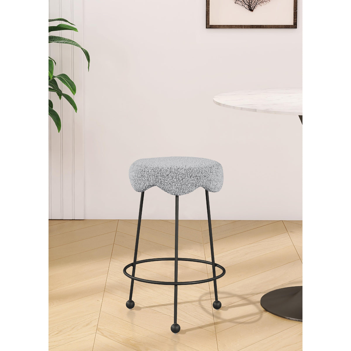 Meridian Fleur Grey Fabric Counter Stool