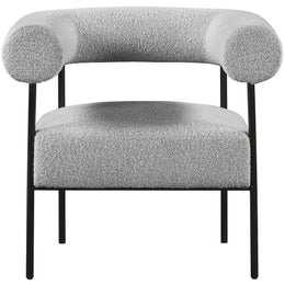 Meridian Blake Grey Boucle Fabric Accent Chair