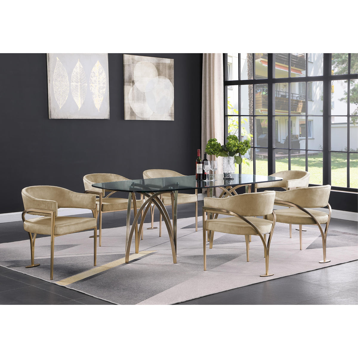 Meridian Madelyn Beige Velvet Dining Chair