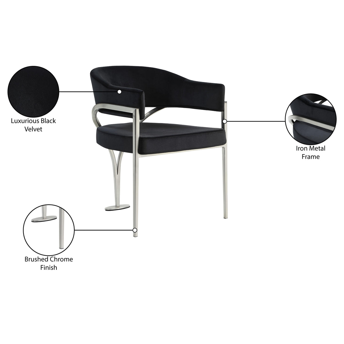 Meridian Madelyn Black Velvet Dining Chair