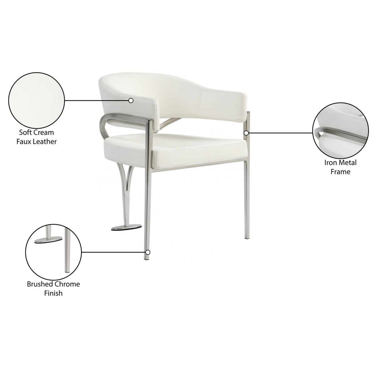 Meridian Madelyn Cream Vegan Leather Dining Chair