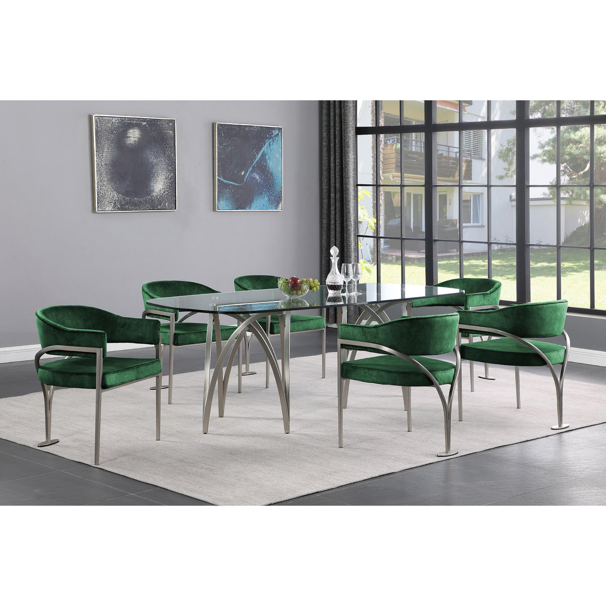 Meridian Madelyn Green Velvet Dining Chair