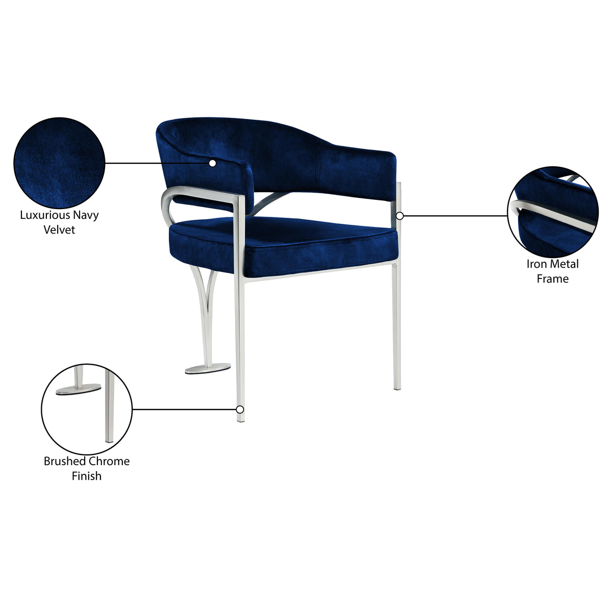 Meridian Madelyn Navy Velvet Dining Chair