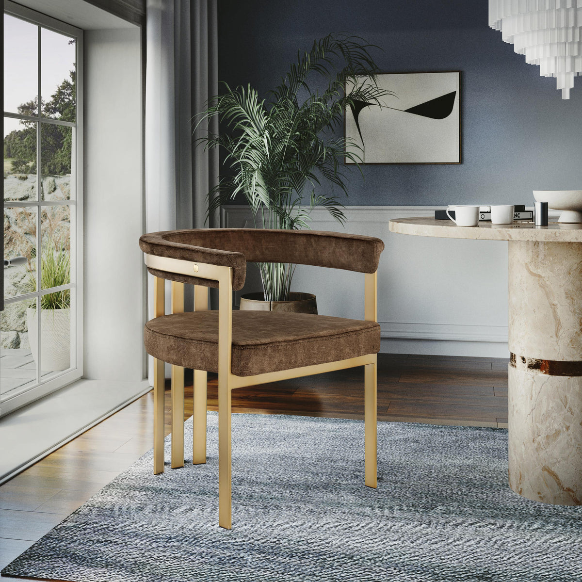 Meridian Marcello Brown Velvet Dining Chair