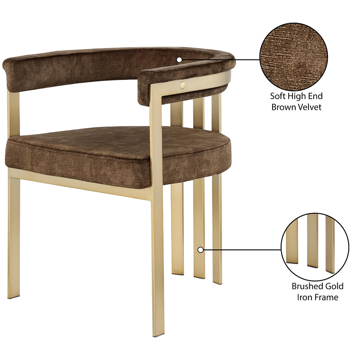Meridian Marcello Brown Velvet Dining Chair