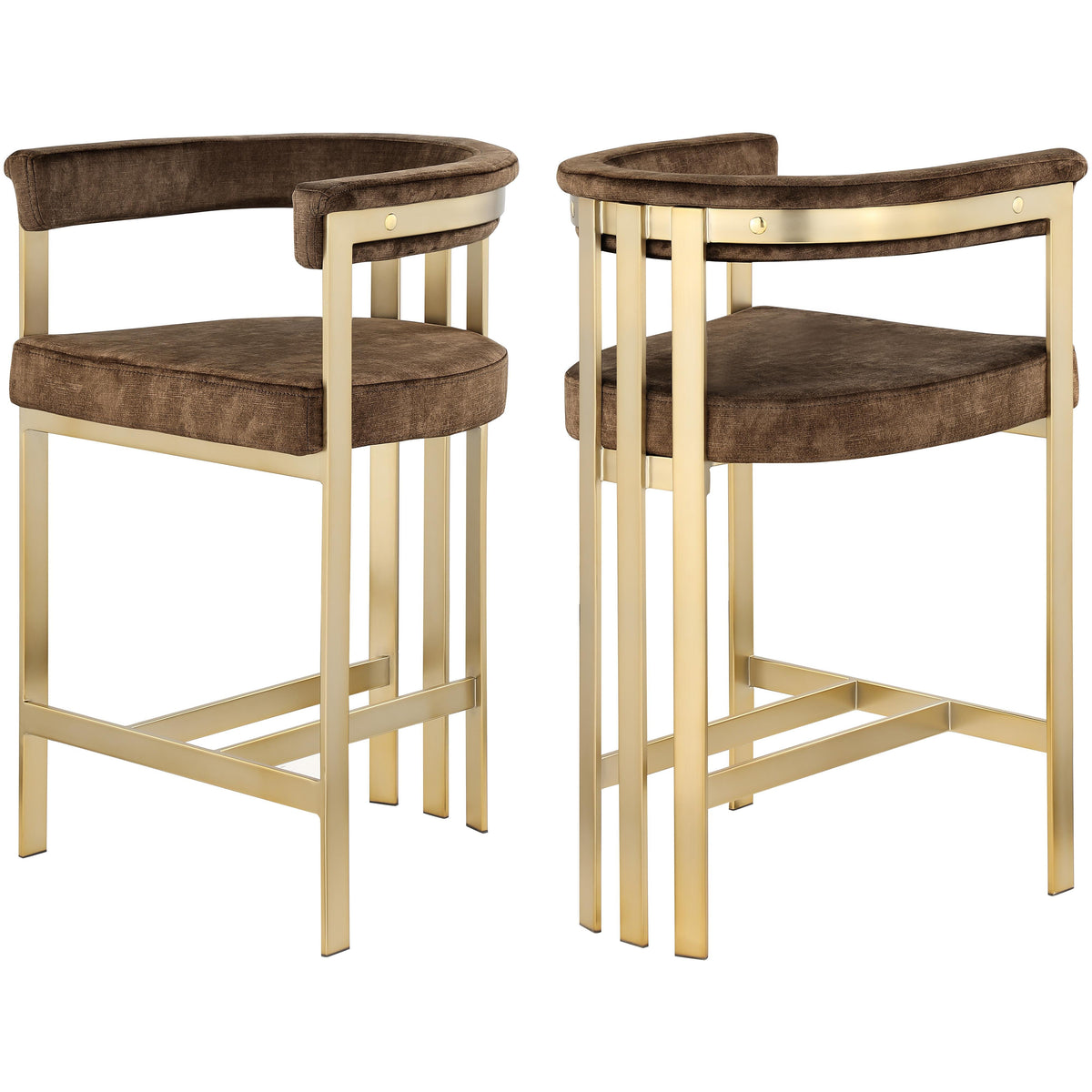 Meridian Marcello Brown Velvet Counter Stool