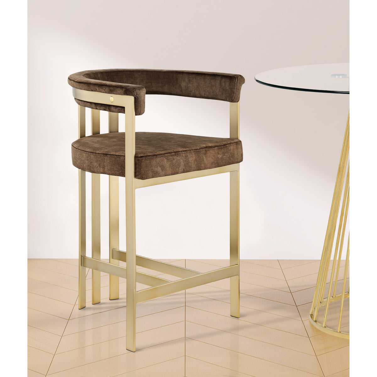Meridian Marcello Brown Velvet Counter Stool