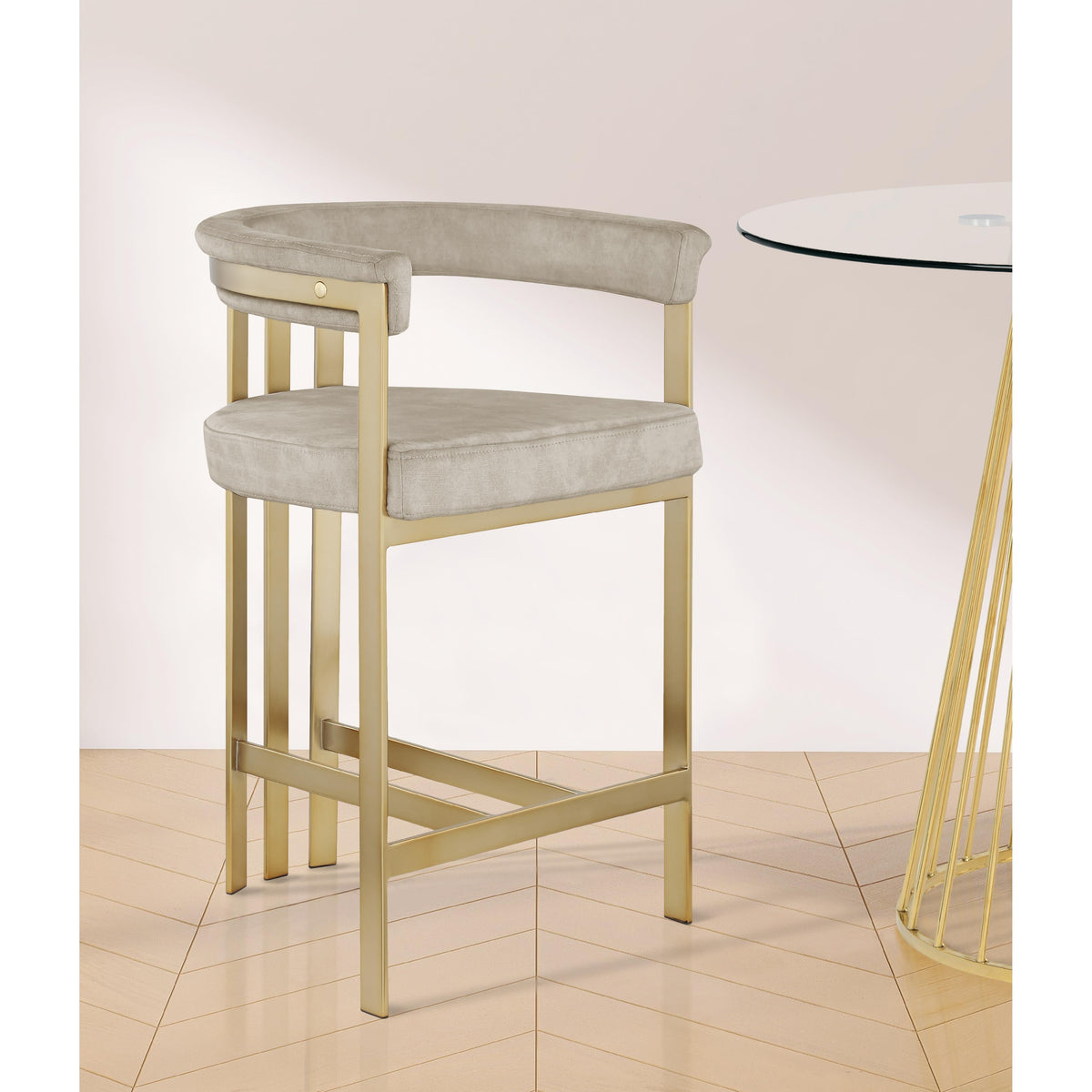Meridian Marcello Stone Colored Velvet Counter Stool
