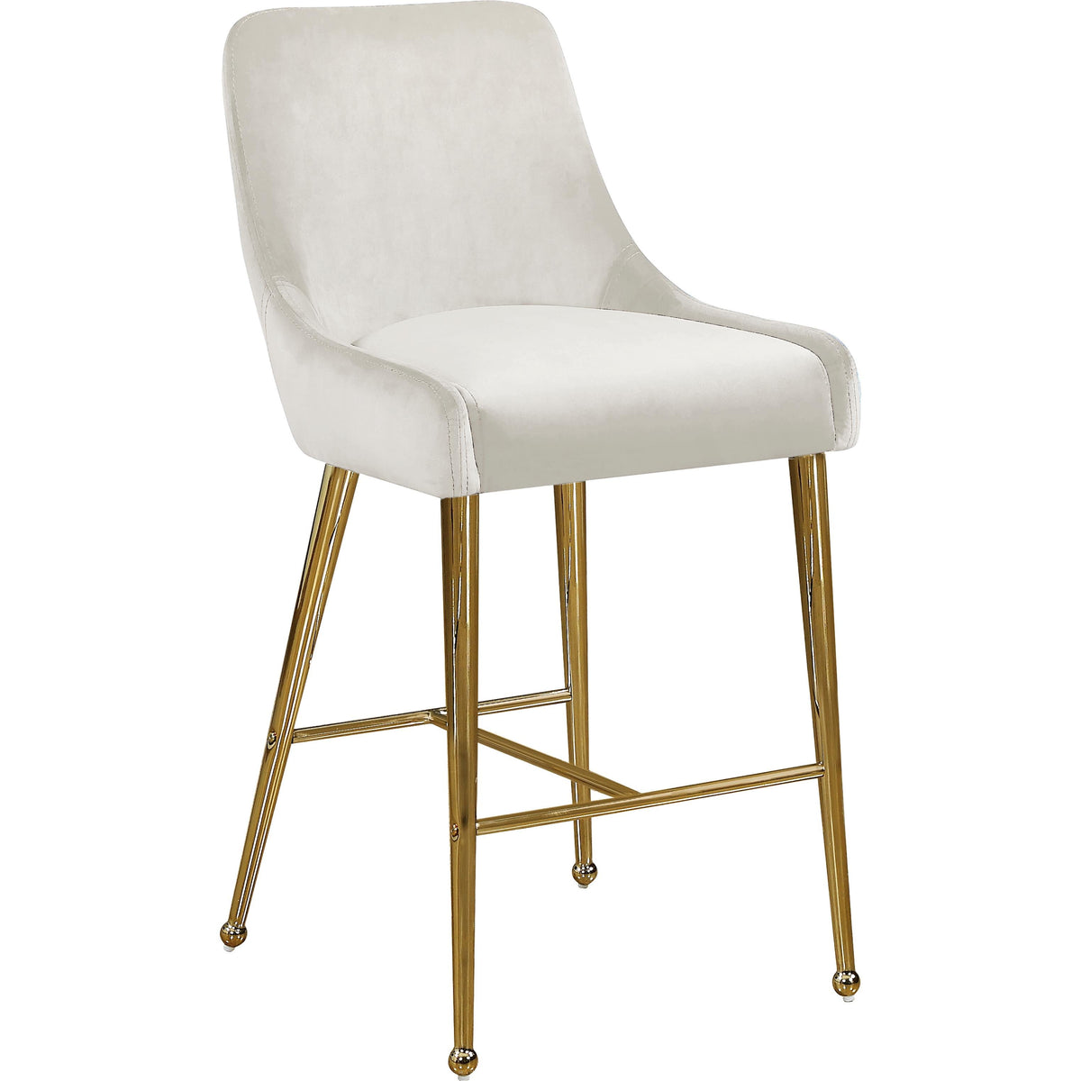 Meridian Owen Cream Velvet Stool