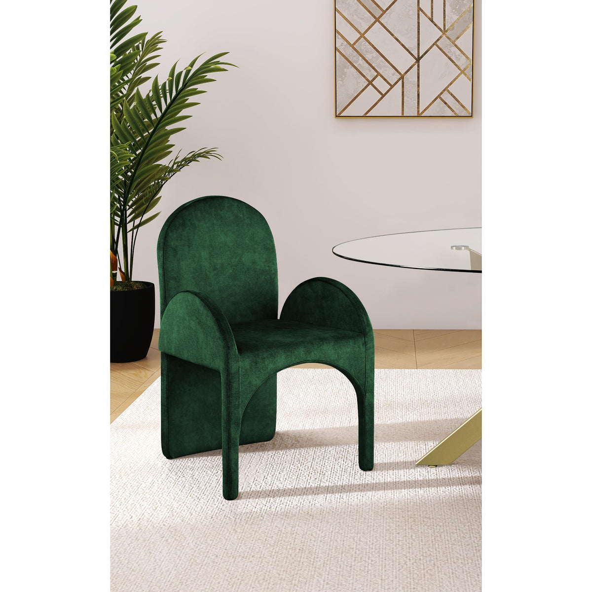 Meridian Summer Green Velvet Dining Arm Chair