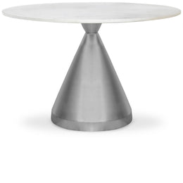Meridian Emery White Marble Dining Table