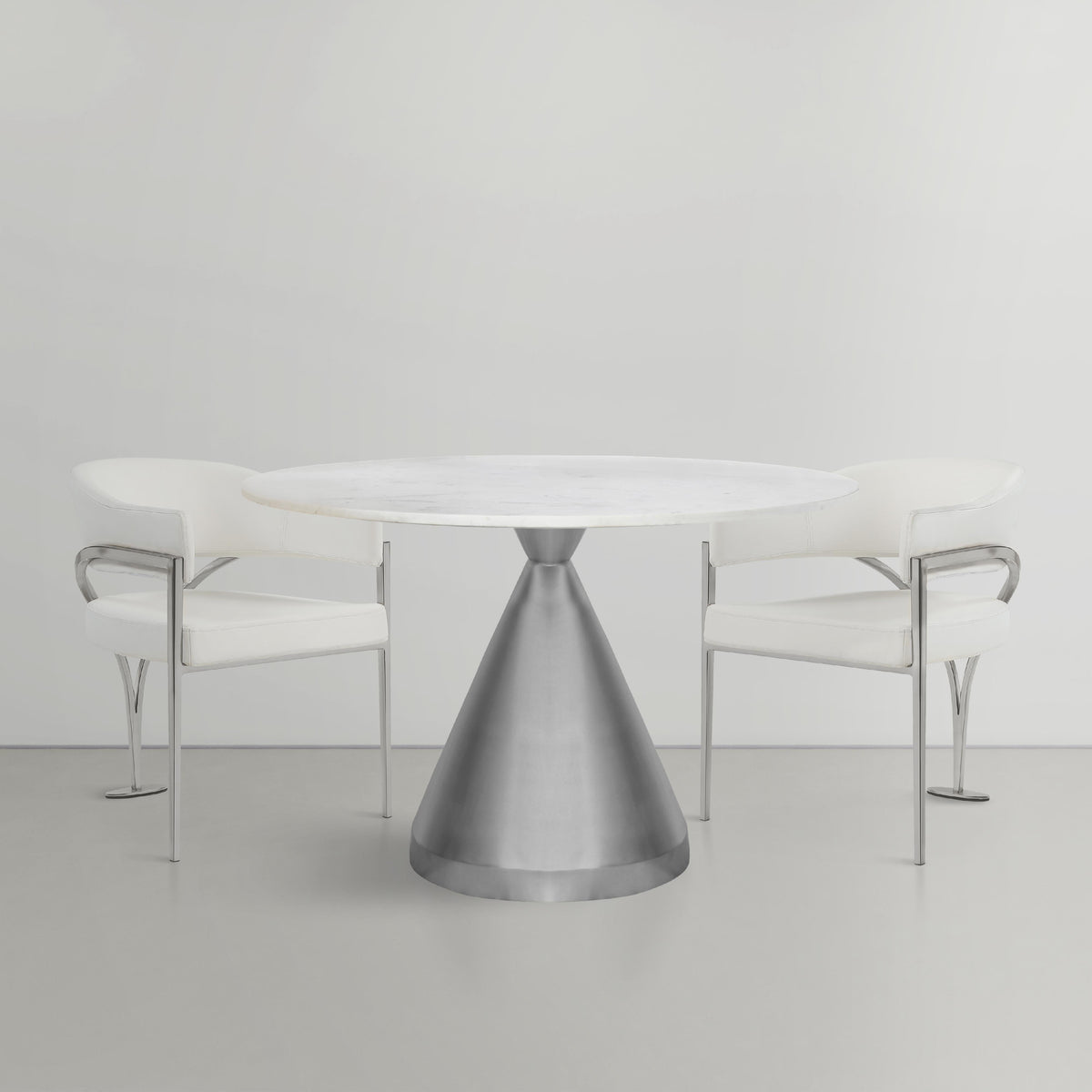 Meridian Emery White Marble Dining Table