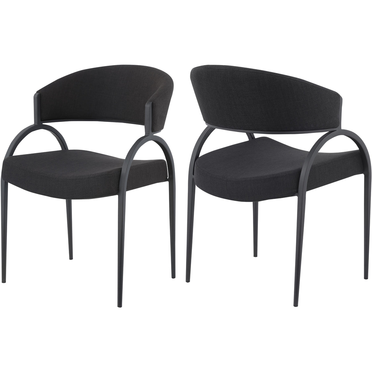Meridian Privet Black Linen Textured Fabric Dining Chair