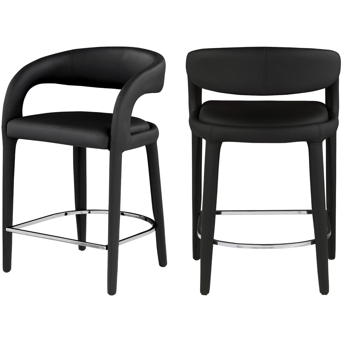 Meridian Sylvester Black Vegan Leather Stool