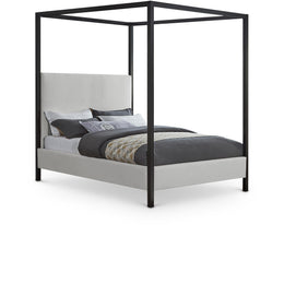 Meridian James Cream Linen Textured Fabric King Bed